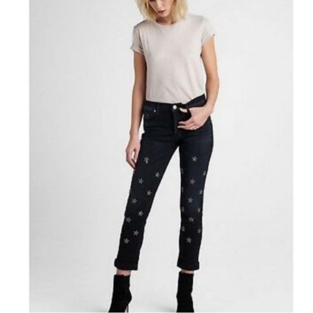 NWT Hudson Riley Crop Relaxed Straight Jeans in Myth Stars Button Fly Size 31